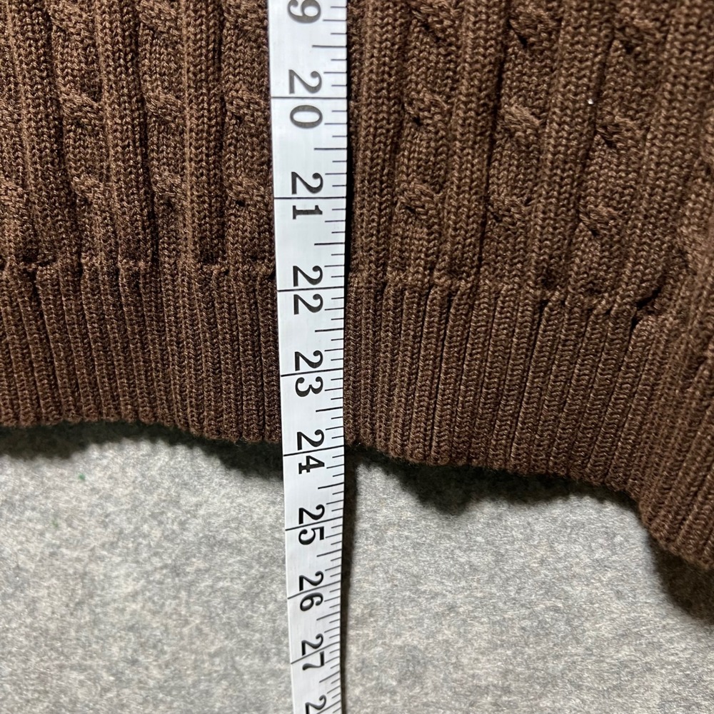Lauren Ralph Lauren Brown Cable Knit Sweater Pullover Large RLL Logo Cotton - Picture 3 of 6